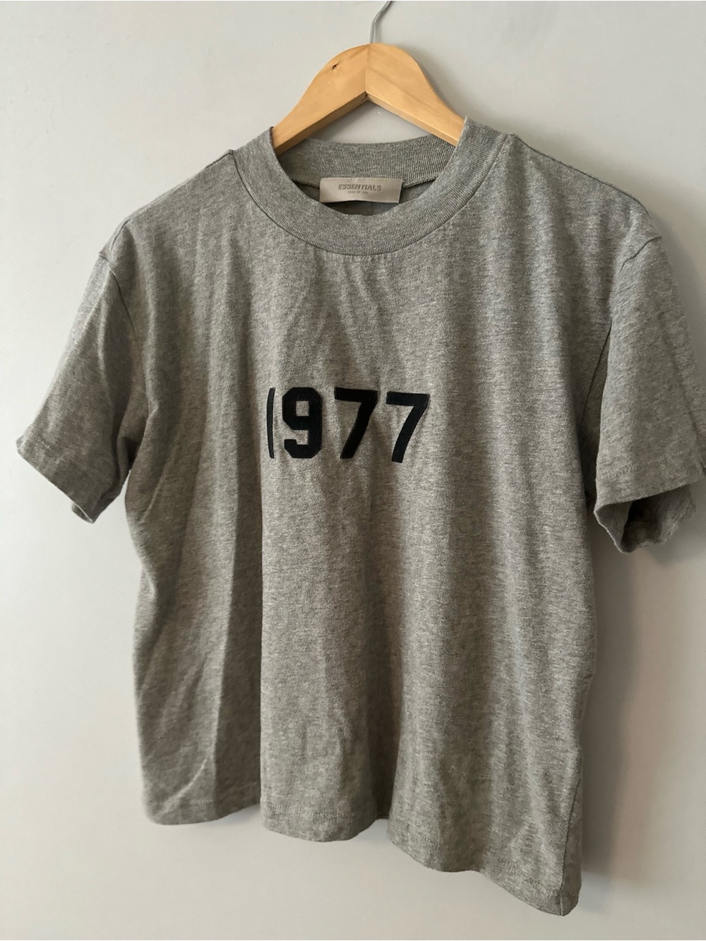 Essentials Grey Short Sleeve Tee with '1977' Front Print